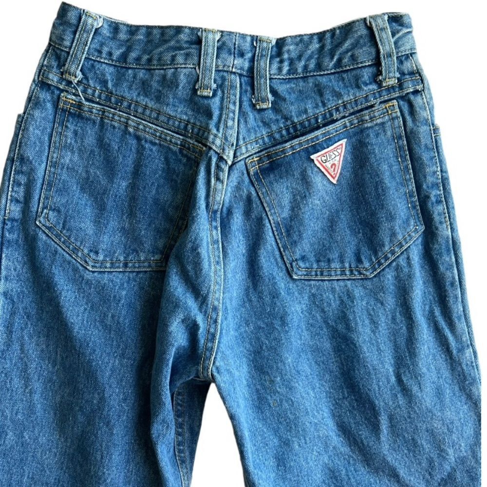 Vintage Guess USA 90’s Triangle Logo High Rise Tapered Ankle Zipper Jeans Sz 29 - Picture 7 of 14